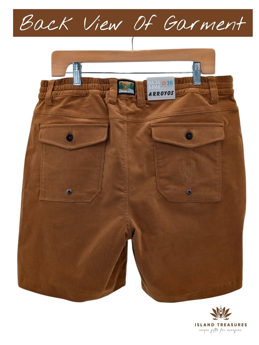 Brand-New Baja Llama Arroyo Sz XL/36 Camel/Brown Stretchy  Corduroy Walk Shorts - Picture 3 of 16
